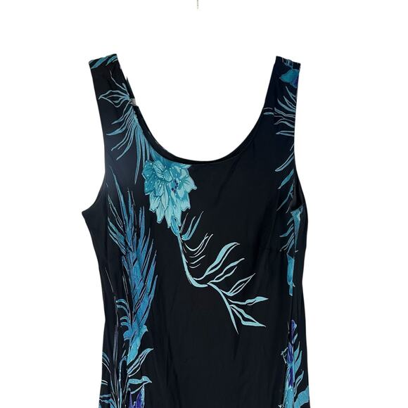 Eva Blue Plus Dress Size 18 Black Blue Tropical Beaded Midi Y2K Whimsygoth Fairy - Picture 4 of 11